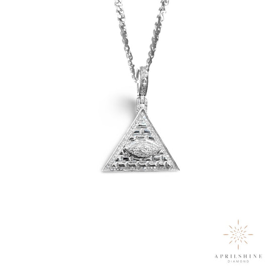 14K Illuminati Pyramid  Diamond Pendant