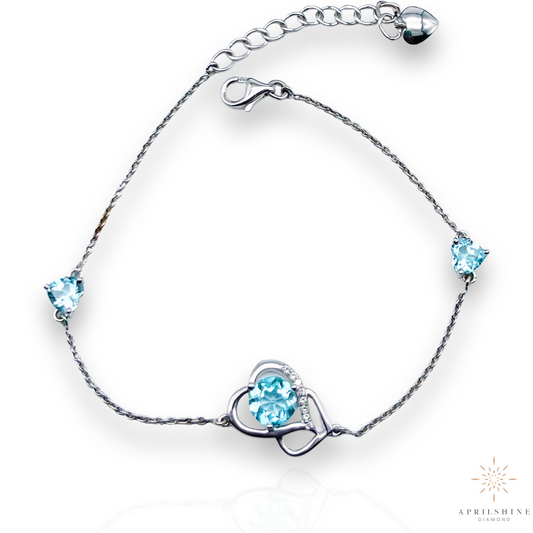 14k Aquamarine Diamond Bracelet