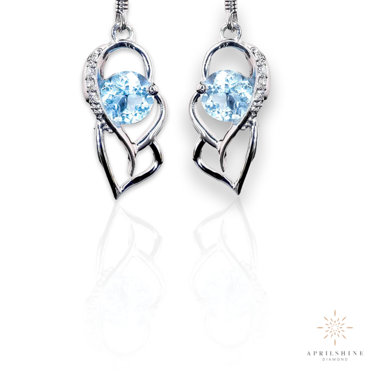 14k Aquamarine Diamond Earring