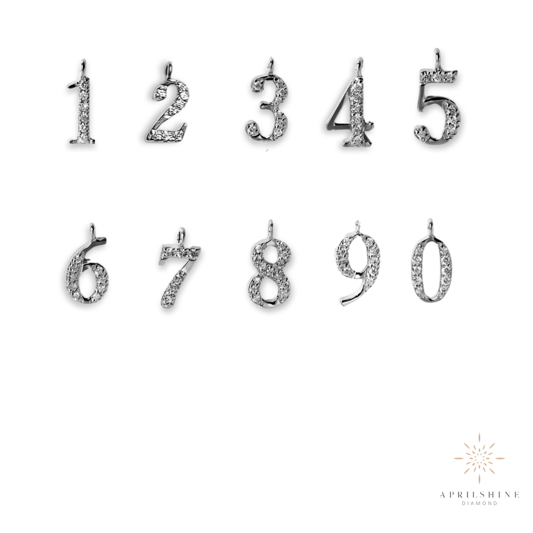 14K Gold Diamond Numbers Pendant